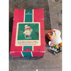 Hallmark ice‎ skating owl 1985 ornament Xmas decor